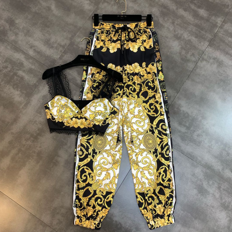 Summer Yellow Floral Print Lace Short Dew Navel Camis Long Pants Two Piece Women Sets MF874 210525, Figure color
Summer Yellow Floral Print Lace Short Dew Navel Camis Long Pants Two Piece Women Sets MF874 210525, Figure color