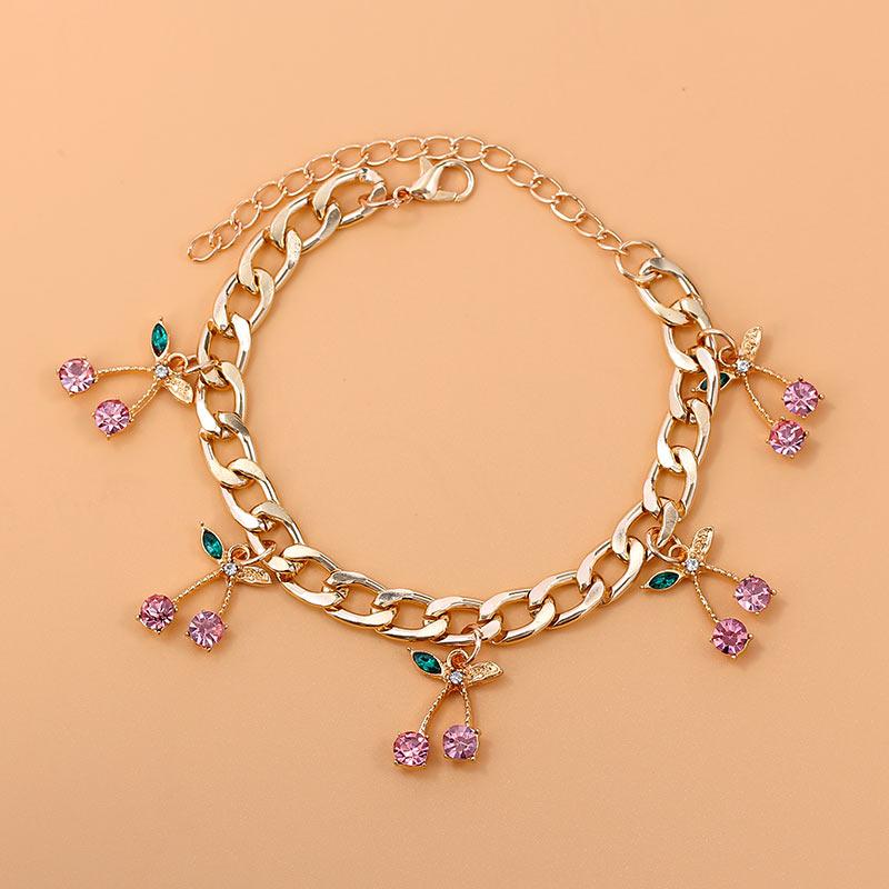 Link, Chain SUMU Fashion Cherry Crystal Pendant Bracelet For Women Sweet Girls Gold Silver Color Metal Cuban Jewelry
Link, Chain SUMU Fashion Cherry Crystal Pendant Bracelet For Women Sweet Girls Gold Silver Color Metal Cuban Jewelry