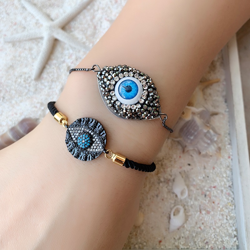 Bracelet for Women Rainbow Turkish Black Copper Inlay Zircon Blue crystal Bracelet Girls Evil Eye Jewelry