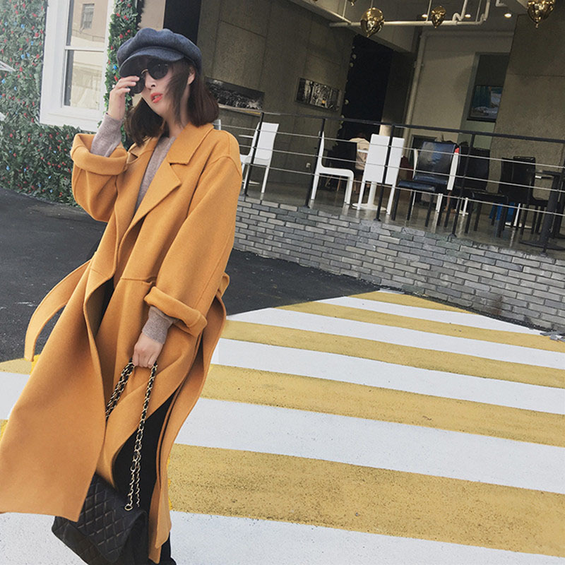 Women Long Wool Coat Winter Fashion Warm Woolen Blends Female Loose Batwing Sleeve Solid Color Elegant Woolen Coat Outwear 210414