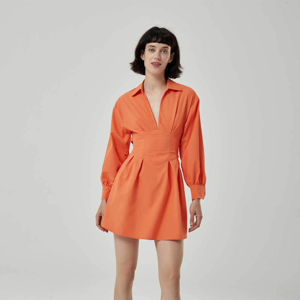 Summer Tunic Dress Women V-neck Long Sleeves Lace Up Hollow Out Waist Casual Fashion Chic Lady Short Dress Women 210709, Orange
Summer Tunic Dress Women V-neck Long Sleeves Lace Up Hollow Out Waist Casual Fashion Chic Lady Short Dress Women 210709, Orange