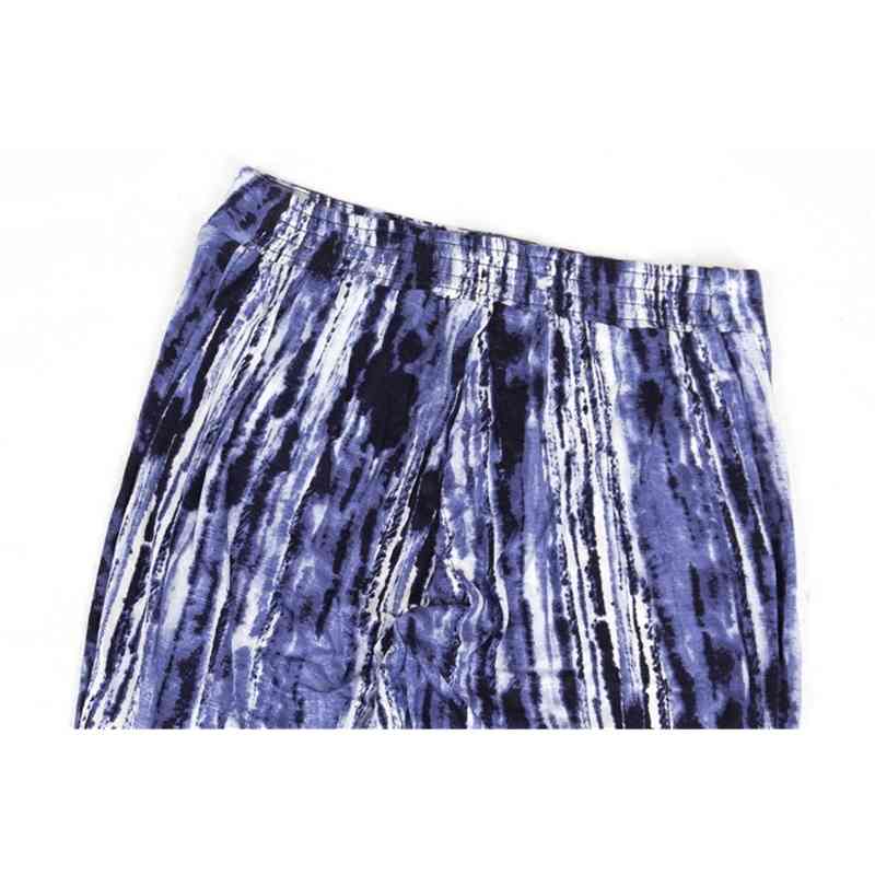 Holiday Blue Tie-dye Vertical Stripe Print Flare Pants Women BOHO Tribal African Hippie Bell Leggings Bottom Long Trousers 210429
