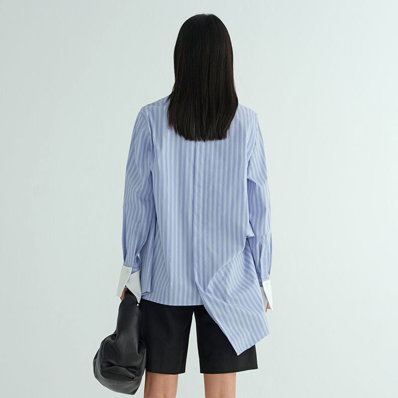 Print Strap Blouse Shirt For Female Lapel Collar Lantern Long Sleeve Loose Women's Casual Fashion 210524