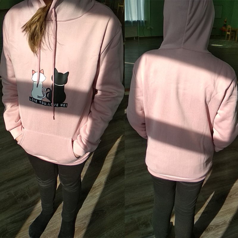 Streetwear Hoodies Women Sweatshirt Autumn Long Sleeve Harajuku Hoodie Cute Cat Print Sweatshirt sudadera mujer
