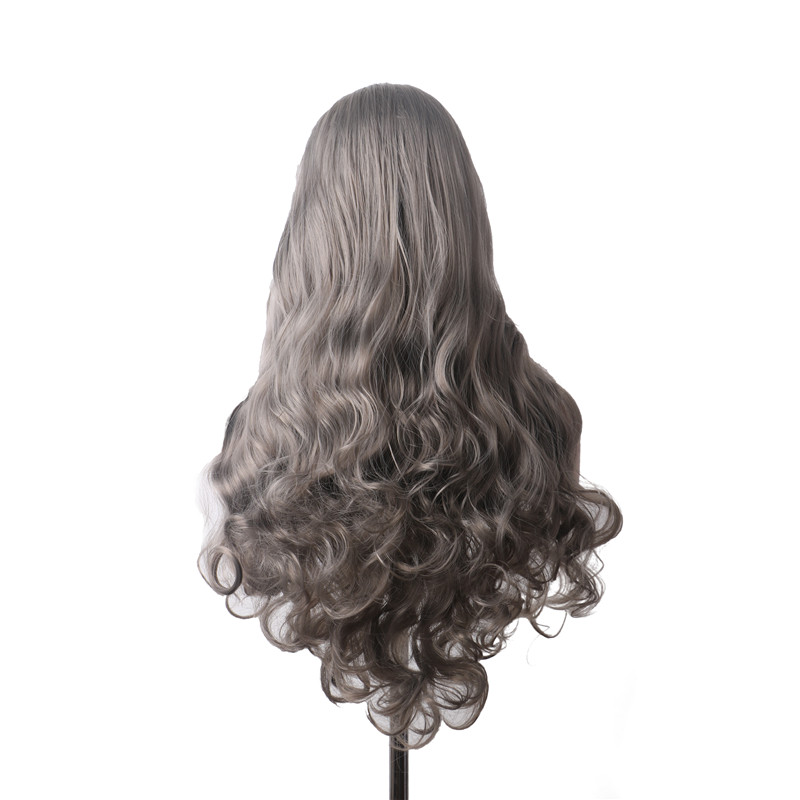 WoodFestival Wavy Synthetic Grey Wig Long Hair Colored Cosplay Wigs For Women Blonde Ombre Pink Purple Brown White Blue Green