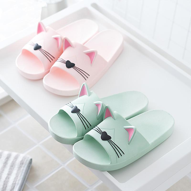Drop Cartoon Cat Home Slippers Cute Animal Women Unisex Flip Flops Non-slip Bathroom Mujer Summer, Pink
Drop Cartoon Cat Home Slippers Cute Animal Women Unisex Flip Flops Non-slip Bathroom Mujer Summer, Pink