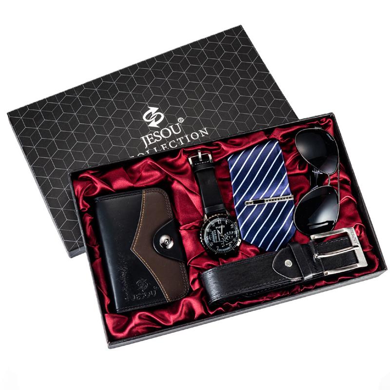 Fashion Watch Men Gift Set Sunglasses Top Quality Belt Wrist Folding Wallet Tie Clip Men's Valentine Day Father Gifts Wristwatches, Slivery;brown
Fashion Watch Men Gift Set Sunglasses Top Quality Belt Wrist Folding Wallet Tie Clip Men's Valentine Day Father Gifts Wristwatches, Slivery;brown