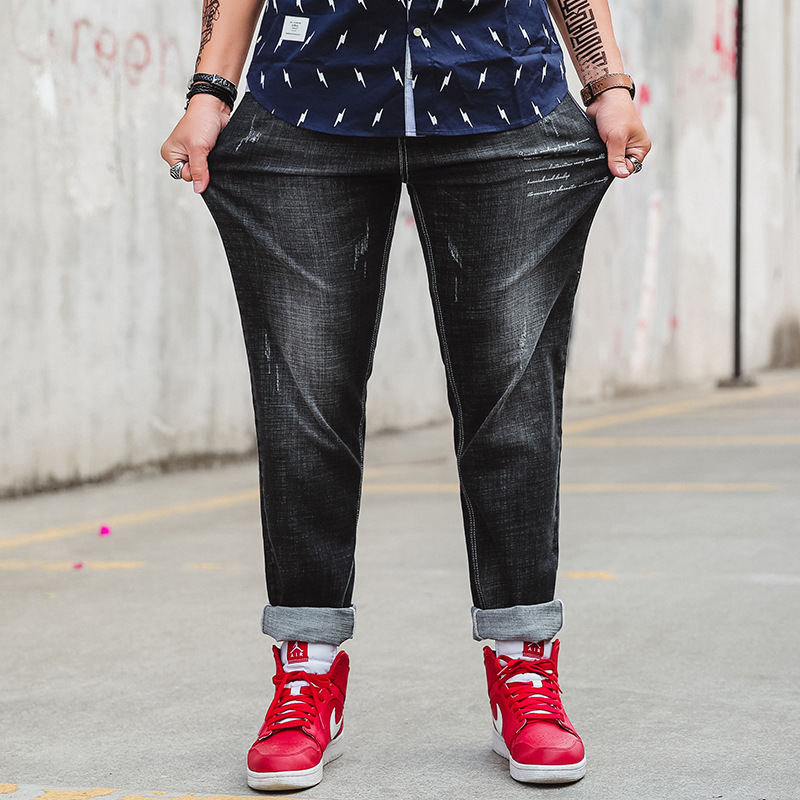 Jeans Men Large Size Loose Fit Stretch Denim Trousers Big Fat Male Cowboy Pants 42 44 Oversized Plus Size 4XL 5XL 6XL 210518