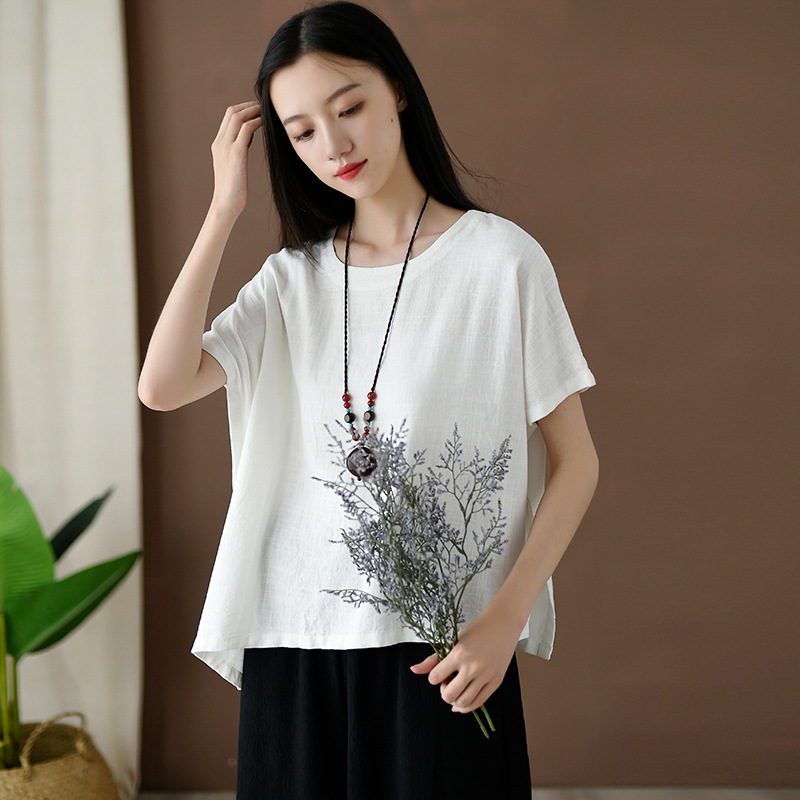 Johnature Original Cotton And Linen T-Shirts Solid Color Irregular Linen 4 Color Casual Summer Loose Women's T-shirts 210521, Dark green
Johnature Original Cotton And Linen T-Shirts Solid Color Irregular Linen 4 Color Casual Summer Loose Women's T-shirts 210521, Dark green