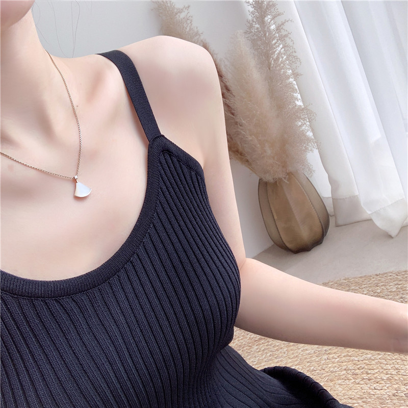 Women Sexy Spaghetti Strap Sleeveless Knitted Dress Summer Fashion Ice Silk Party Casual Sling 210506