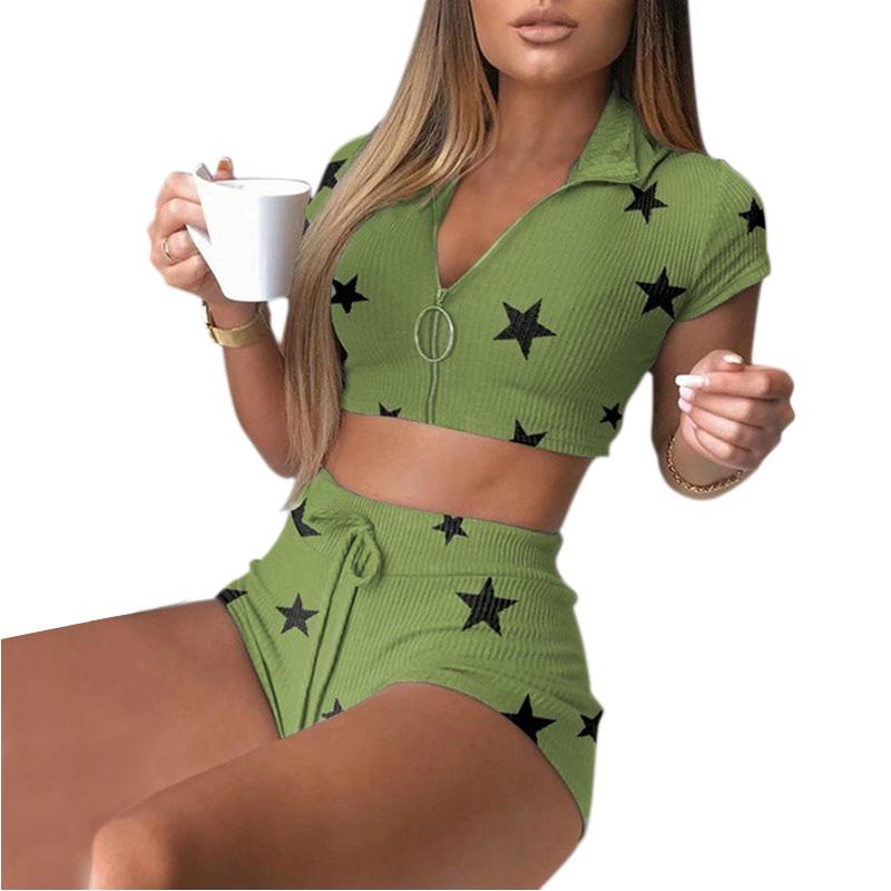 Women' Tracksuits Sexy Suits For Women Party Two Piece Set V Neck Short Sleeve With Zipper And Mini Bodycon Shorts Casual Outfit Star Print, 02
Women' Tracksuits Sexy Suits For Women Party Two Piece Set V Neck Short Sleeve With Zipper And Mini Bodycon Shorts Casual Outfit Star Print, 02
