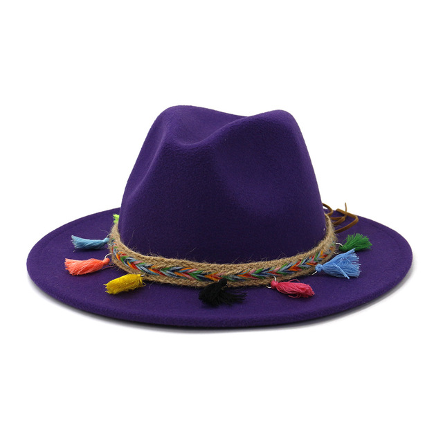 Cappello Fedora in feltro kaki per donna Cappello trilby vintage da donna con nappe Cappello Fedora autunno inverno femminile Jazz Panama Indy