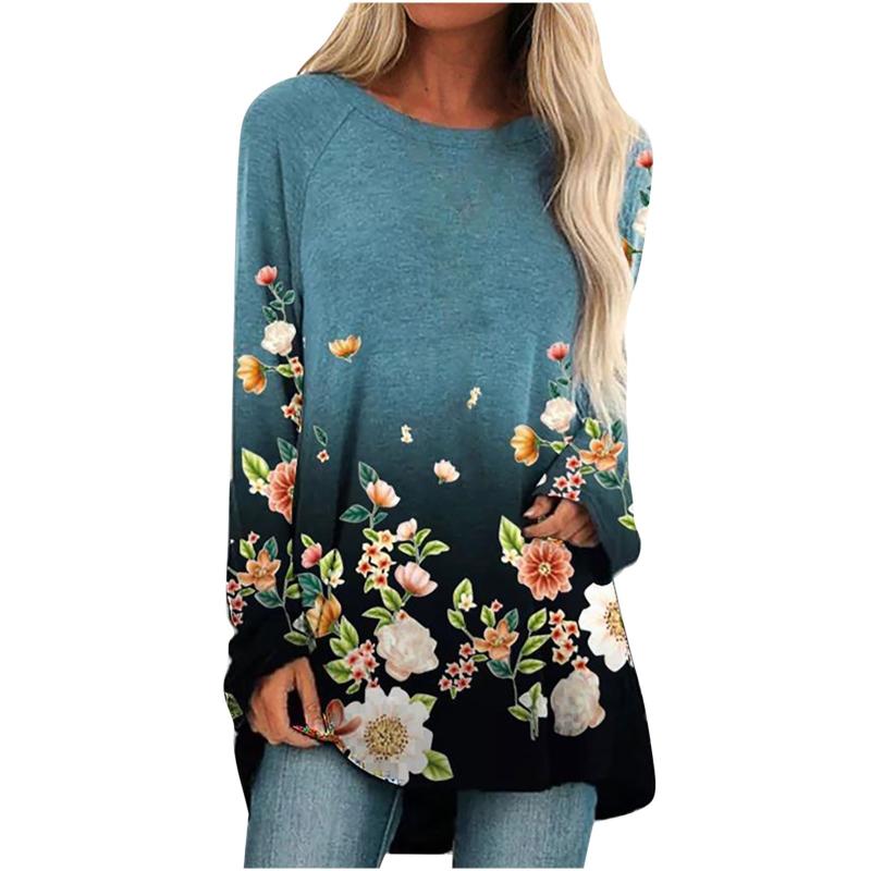Women' T-Shirt Women Casual Long Sleeve Shirts & Tops Fashion Clothes Round Neck Loose Flower Print T-shirts Cotton Pullover Sweatshirts, Blue
Women' T-Shirt Women Casual Long Sleeve Shirts & Tops Fashion Clothes Round Neck Loose Flower Print T-shirts Cotton Pullover Sweatshirts, Blue