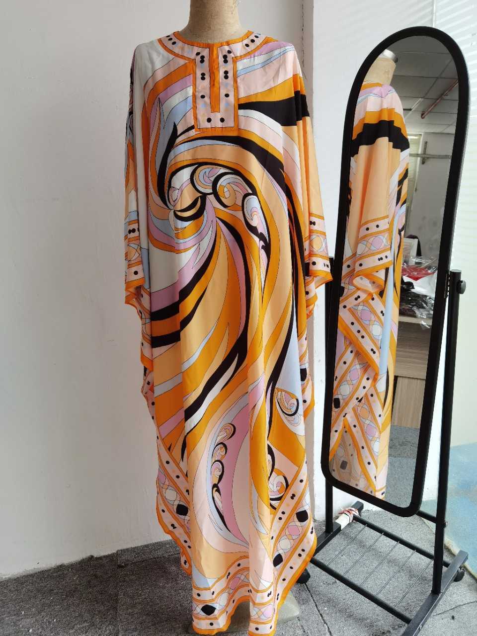 Plus Size Printed Loose Robe O-Neck Batwing Sleeve Ankle-Length Bohemian Dresses Women 210615Z