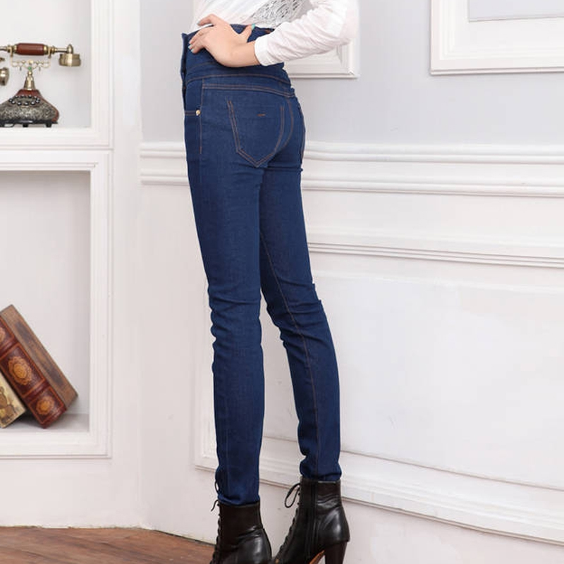 Womens Spring Autumn High Skinny Pants Elastic Waist Jeggings Casual Plus Size for Women Warm Jeans 8244 50 210417