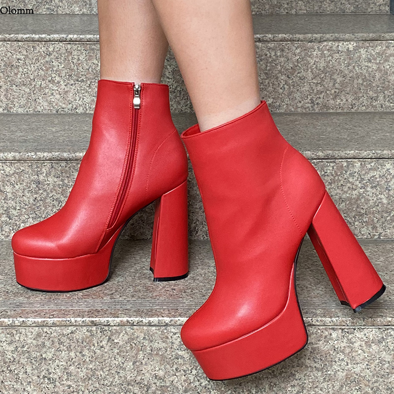 Rontic Women Winter Platform Ankle Boots Side Zipper Block Heels Round Toe Pretty Red Fuchsia Black Club Shoes Plus US Size 5-15, D3290 black
Rontic Women Winter Platform Ankle Boots Side Zipper Block Heels Round Toe Pretty Red Fuchsia Black Club Shoes Plus US Size 5-15, D3290 black
