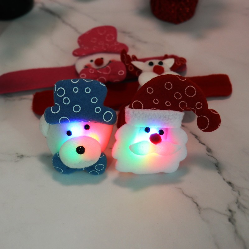 Christmas LED Patting Circle Bracelet Santa Claus Snowman Deer Wrist Band New Year Party Holiday Decorations Kids Gift Free shipping