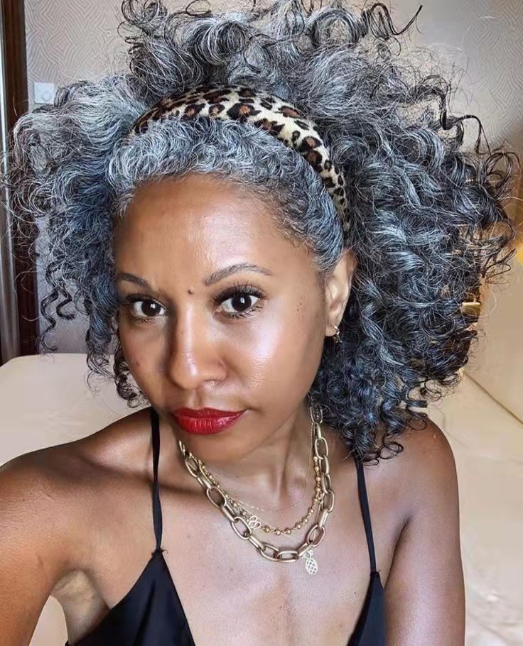 Salt and pepper silver gray human hair ponytail extension deep wave curly grey pony tail hairpiece dye free natural highlights hot for sale 140g mediu