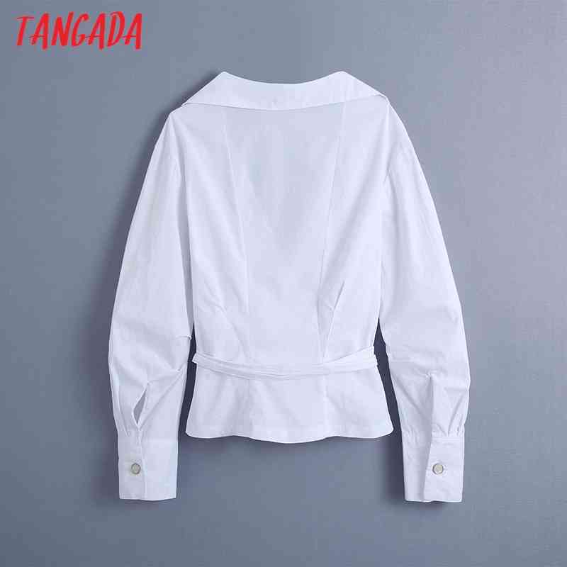 Women Fashion White Blouses Slash Vintage Long Sleeve Button-up Female Shirts Blusas Chic Tops BE488 210416