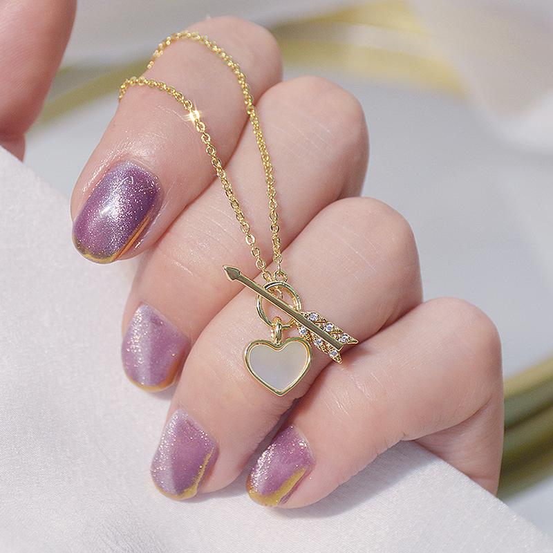 Stud 14k Real Gold Cupid's Arrow Love Shell Necklace For Women Cute Delicate Zirconia Feminia Colar Minimalist Simple Jewelry PendantStu
Stud 14k Real Gold Cupid's Arrow Love Shell Necklace For Women Cute Delicate Zirconia Feminia Colar Minimalist Simple Jewelry PendantStu