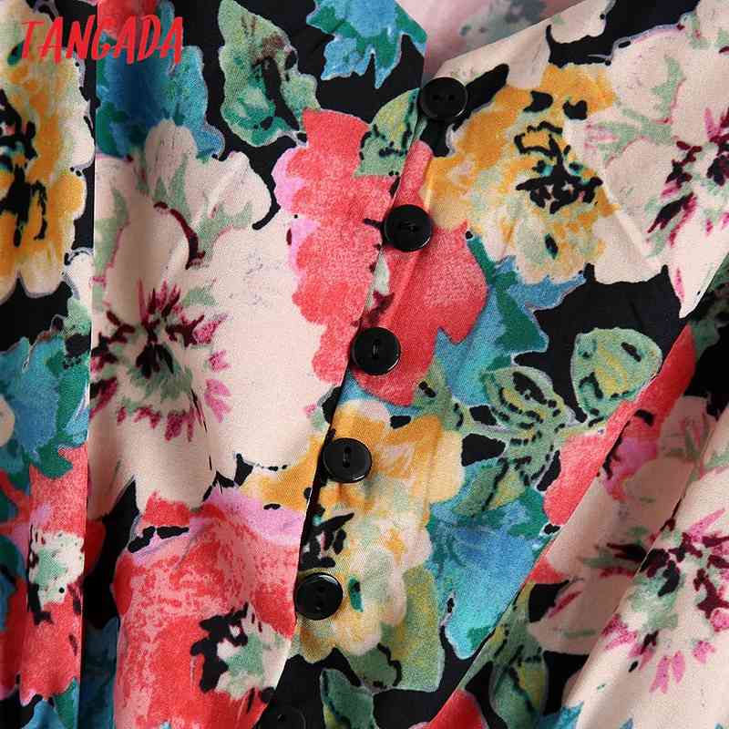 Summer Women Floral Print Mini Dressv Neck Sleeve Ladies Short Dress Vestidos BE509 210416