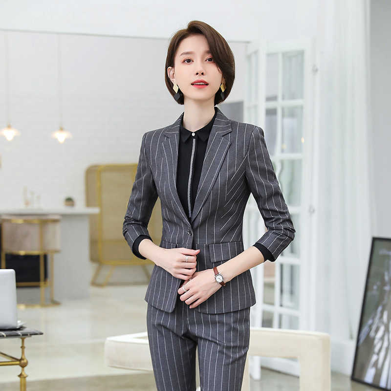 Professional pants set Temperament Slim Long Sleeve Women's Striped Gray Suit Two-Piece Set Winter business office suit 210527, Skirt and suit-a
Professional pants set Temperament Slim Long Sleeve Women's Striped Gray Suit Two-Piece Set Winter business office suit 210527, Skirt and suit-a