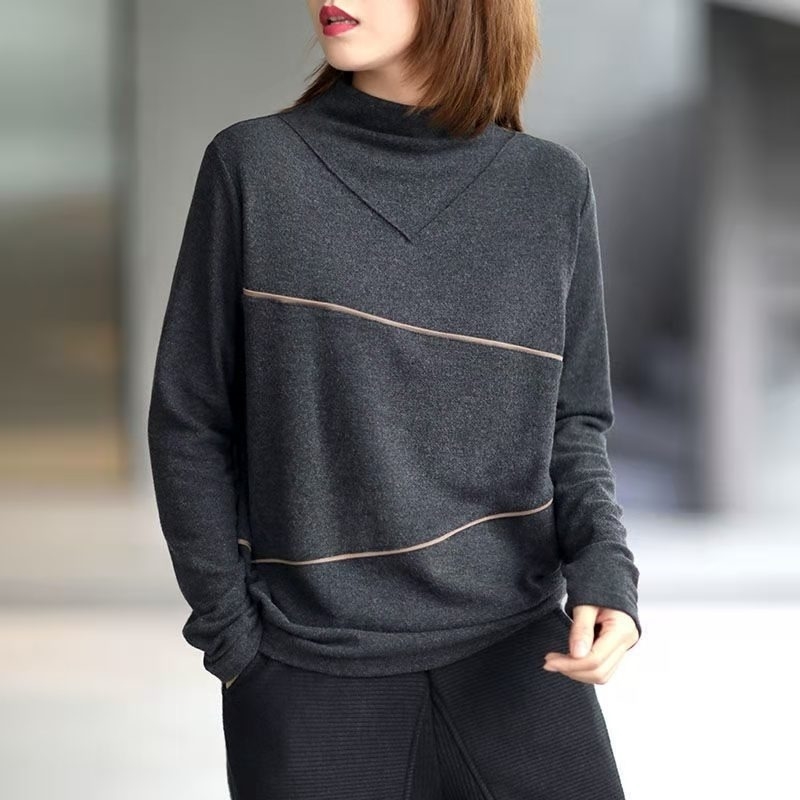 Autumn Long Sleeve Velvet T-shirt Women Pullovers Tee Loose Striped Tshirts Casual Shirts For Top Winter Shirt 210603, Dark gray
Autumn Long Sleeve Velvet T-shirt Women Pullovers Tee Loose Striped Tshirts Casual Shirts For Top Winter Shirt 210603, Dark gray