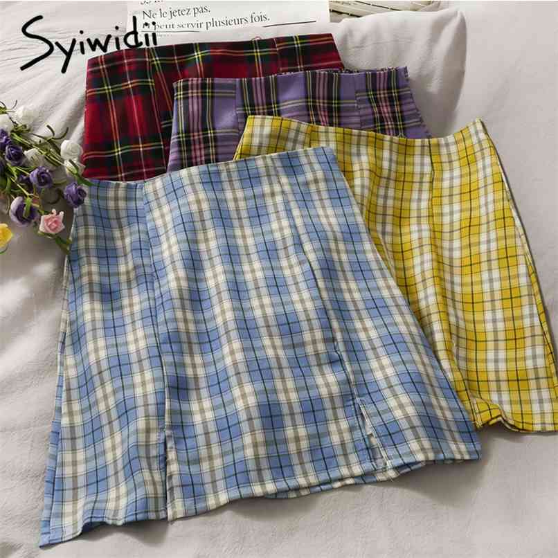 Plaid Zipper Skirt for Women High Waist Casual A-Line Black Blue Slit Spring Summer Korean Fashion Mini Skirts 210607, 05
Plaid Zipper Skirt for Women High Waist Casual A-Line Black Blue Slit Spring Summer Korean Fashion Mini Skirts 210607, 05