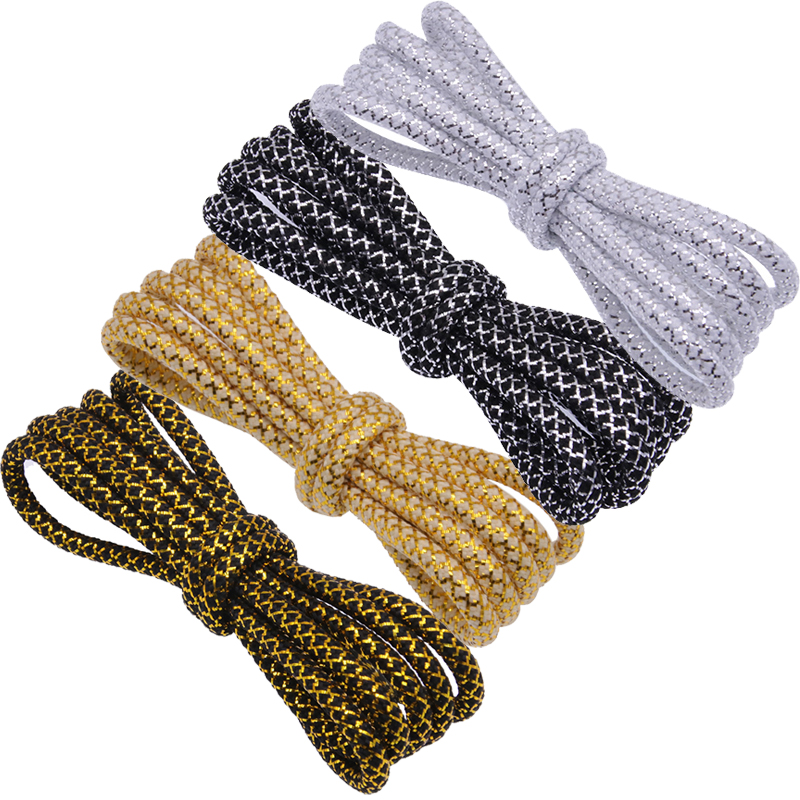 Weiou Black/Gold rope laces~Sneaker Shoe Laces~Metallic Yarn Polyester hiking boot laces Casual Sports Shoelaces 120cm