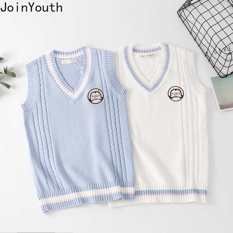 Joinyouth Japanese Sweaters Vest Women Embroidery Cartoon Knit Pullovers Tank Casual Waistcoat Top Female Korean Fashion Sweater 210918