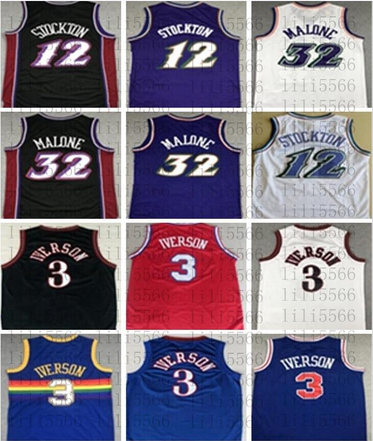 Retro Basketball Jerseys 12 John Stockton 32 Karl Malone Allen 3 Iverson Stitched jersey Size S-2XL, As
Retro Basketball Jerseys 12 John Stockton 32 Karl Malone Allen 3 Iverson Stitched jersey Size S-2XL, As