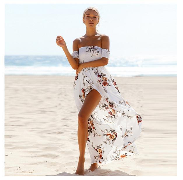 Style Of Breast Wrapped Print Dress Beach Holiday Women's Wear Two Piece