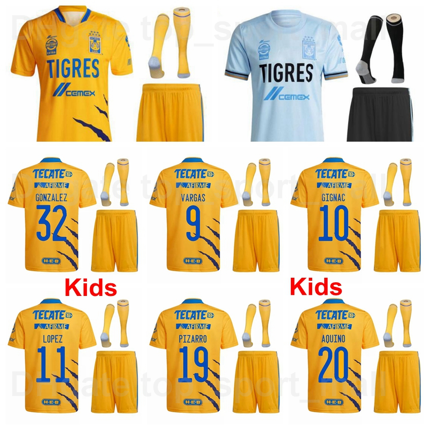 Youth Tigres UANL Soccer Jersey Socks Set Kids FERNANDEZ AQUINO REYES LOPEZ GONZALEZ THAUVIN QUINONES VARGAS GIGNAC PIZARRO Football Shirt Kits 2021-22 Children, Kids with patch
Youth Tigres UANL Soccer Jersey Socks Set Kids FERNANDEZ AQUINO REYES LOPEZ GONZALEZ THAUVIN QUINONES VARGAS GIGNAC PIZARRO Football Shirt Kits 2021-22 Children, Kids with patch