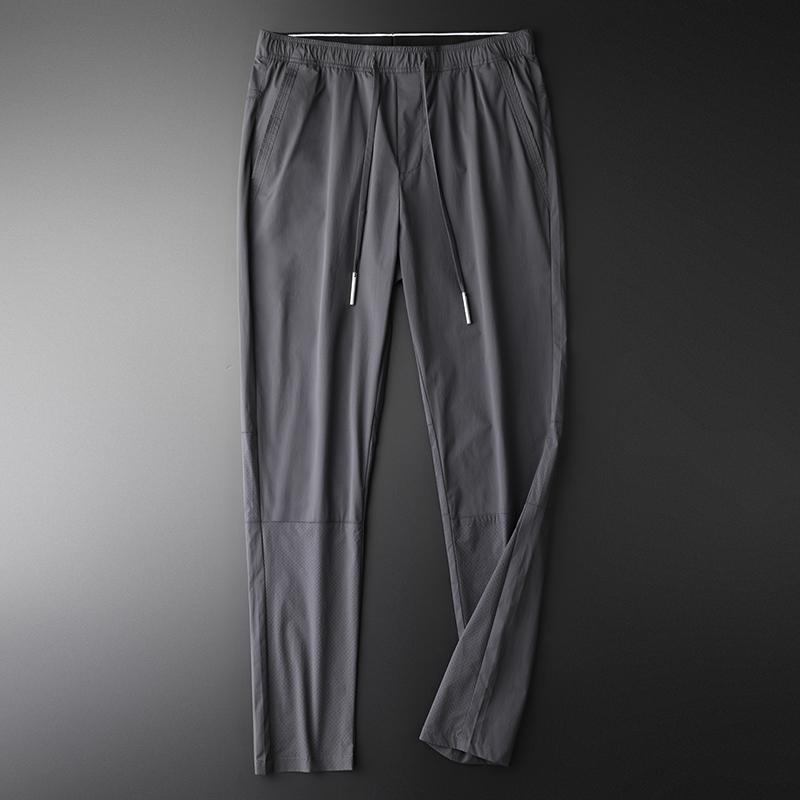 Drawstring Luxury Waist Hollow Out Fabric Casual Sport Mens Trousers Plus Size 4xl Solid Color Grey Man Pants Men's