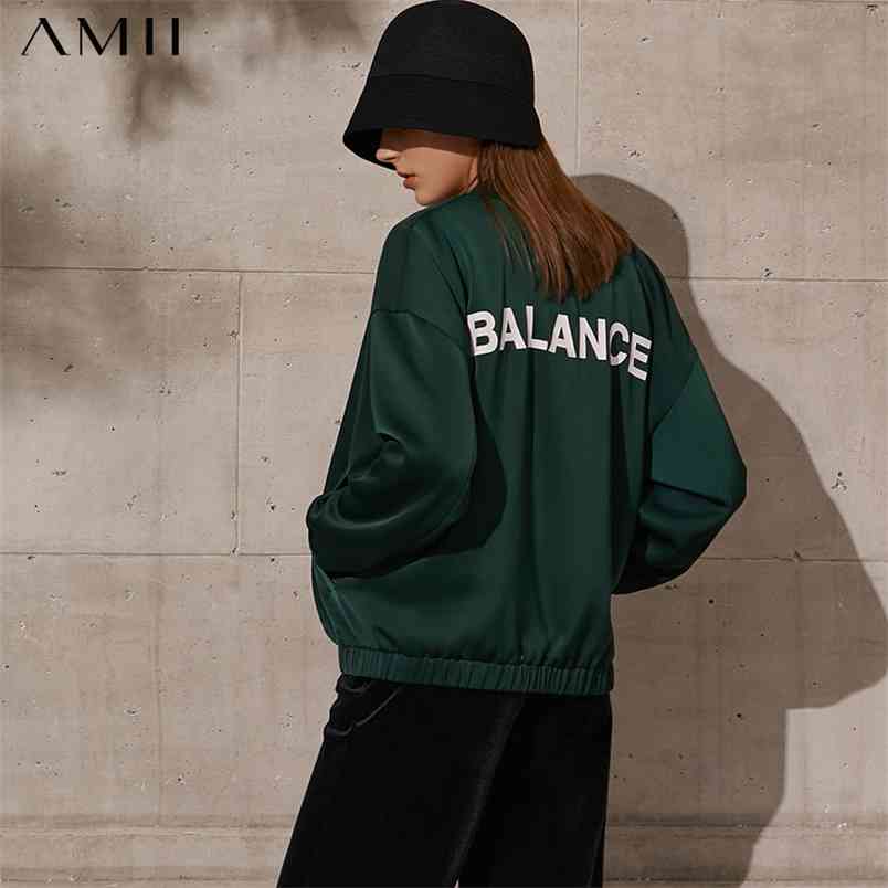 Minimalism Spring Women's Jacket Causal Stand Collar Letter Printed Loose Straight Coat Tops 12140056 210527