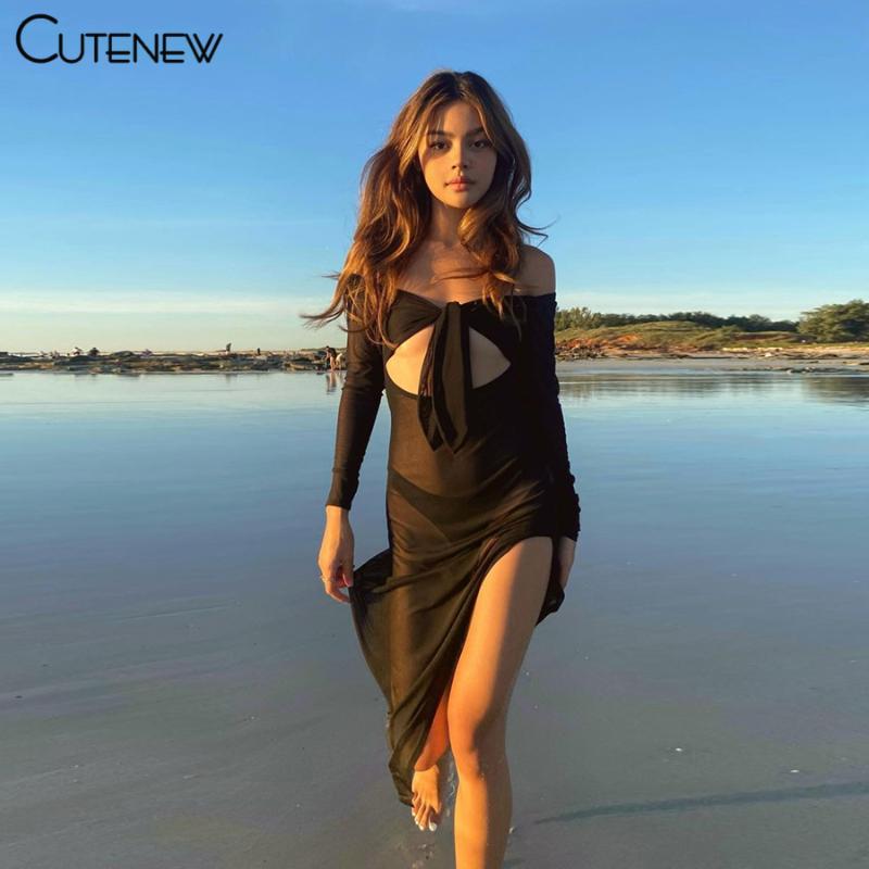 Casual Dresses Cute Y2K Mesh See Through Hollow Out Maxi Women Autumn Sexy Side Slit Bandage Long Sleeve Slim Lady Beach Casualwear, Black;gray
Casual Dresses Cute Y2K Mesh See Through Hollow Out Maxi Women Autumn Sexy Side Slit Bandage Long Sleeve Slim Lady Beach Casualwear, Black;gray
