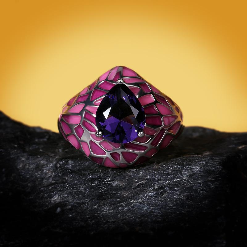 Cluster Rings 925 Silver Ring For Women Creative Purple Zircon Bohemia Ladies Elegant Wedding Bridal Handmade Enamel Epoxy Jewelry
Cluster Rings 925 Silver Ring For Women Creative Purple Zircon Bohemia Ladies Elegant Wedding Bridal Handmade Enamel Epoxy Jewelry