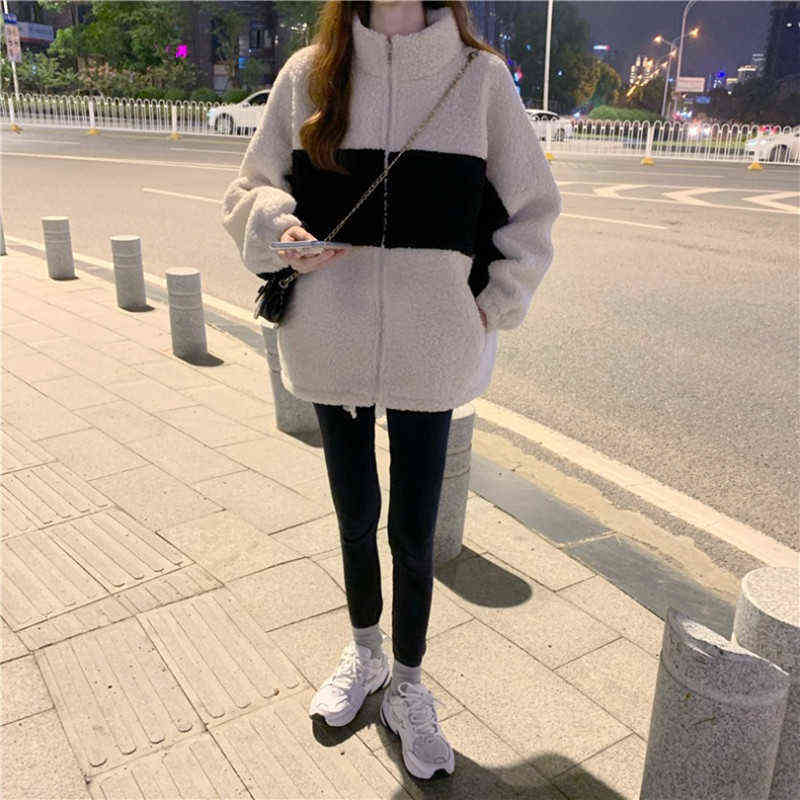 Winter women's coats fashion loose stand collar casual ladies clothes zipper ladies jacket lamb wool women's coat 211109