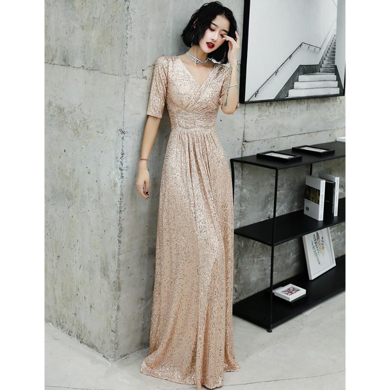 Party Dresses AE605 Elegant Sequined Long Evening A-Line V-Neck Sparkle Ladies Maxi Vestidos Largos Fiesta, Gold champagne
Party Dresses AE605 Elegant Sequined Long Evening A-Line V-Neck Sparkle Ladies Maxi Vestidos Largos Fiesta, Gold champagne