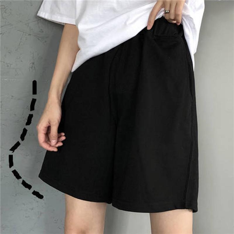 Summer Women Loose Shorts Solid Color Wide-leg Knee-length Harajuku Casual Simple Trend All-match Lady Chic Clothing Women's