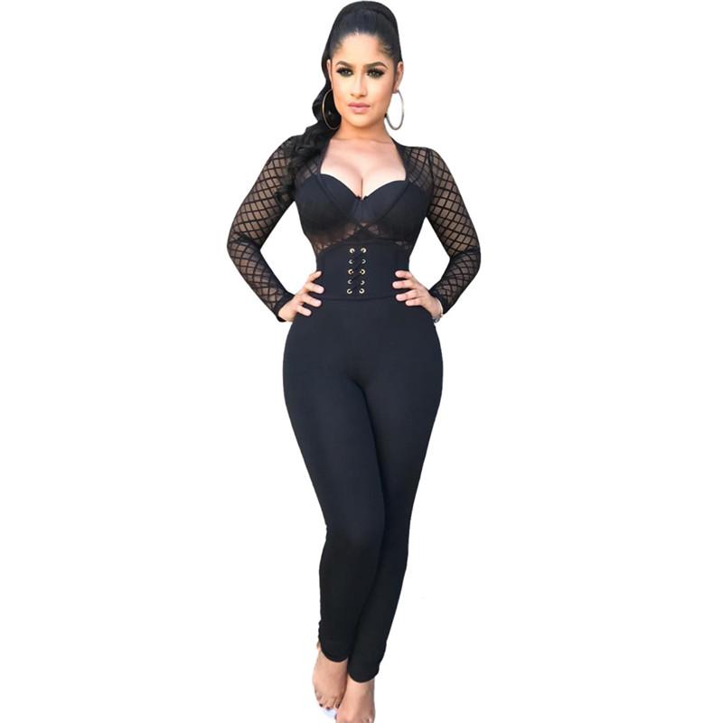Women' Jumpsuits & Rompers Sexy Bodycon For Women Lace Up Bandage Club Wear Deep V-Neck Sheer Mesh Plaid Long Sleeve Evening Overalls, Black
Women' Jumpsuits & Rompers Sexy Bodycon For Women Lace Up Bandage Club Wear Deep V-Neck Sheer Mesh Plaid Long Sleeve Evening Overalls, Black