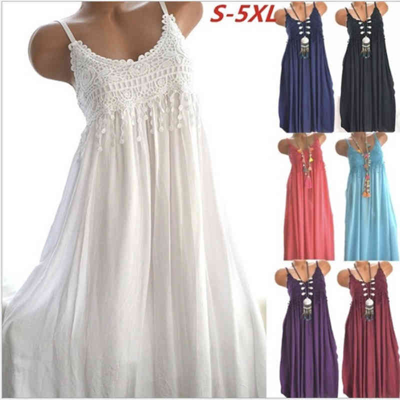 Women Summer Boho Style Floral Print Beach Tunic Sundress Loose Mini Party Dress Vestidos Plus Size 5XL 210331