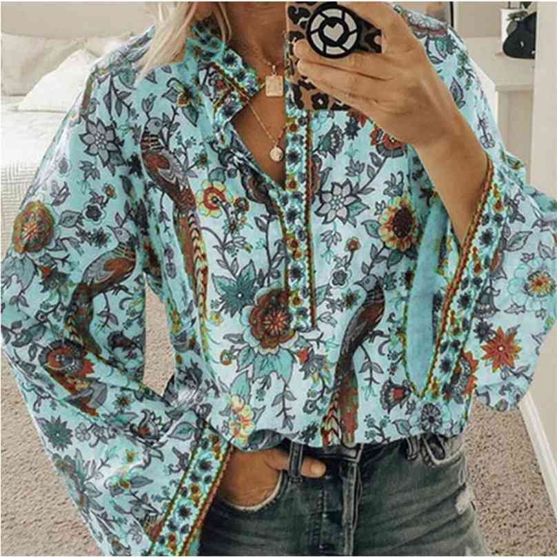 Boho Blouse Floral Print Lantern Sleeve Shirt Sexy Lace-up Tassel O Neck Women Tops Spring Summer Chic Blouses 210719, Style6
Boho Blouse Floral Print Lantern Sleeve Shirt Sexy Lace-up Tassel O Neck Women Tops Spring Summer Chic Blouses 210719, Style6