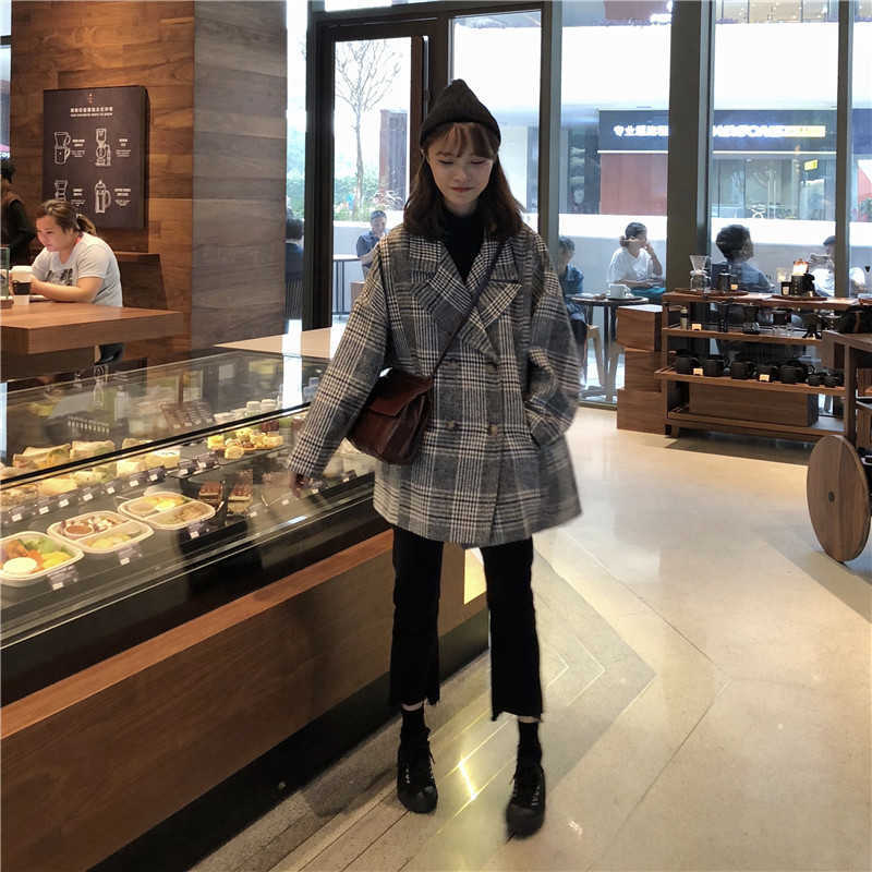 Women Autumn Winter Plaid Trench Coat Long Clothes Overcoat with Cotton Inside Plus Size Manteau Femme Casaco Feminino 210825