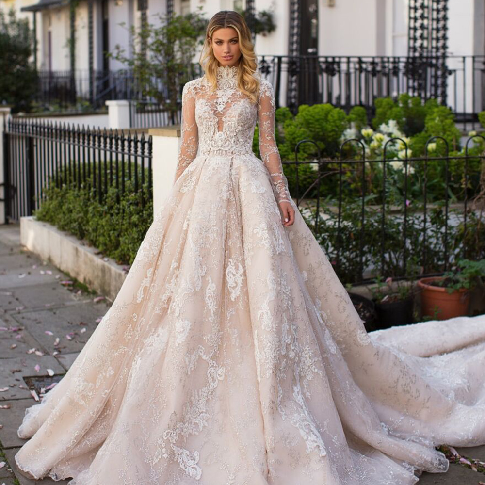 Vestido de Novia Long Sleeve Ball Gown Wedding Dresses with Detachable Jacket Corset Beading Appliques Vintage bridal gowns Robe de Mariage
