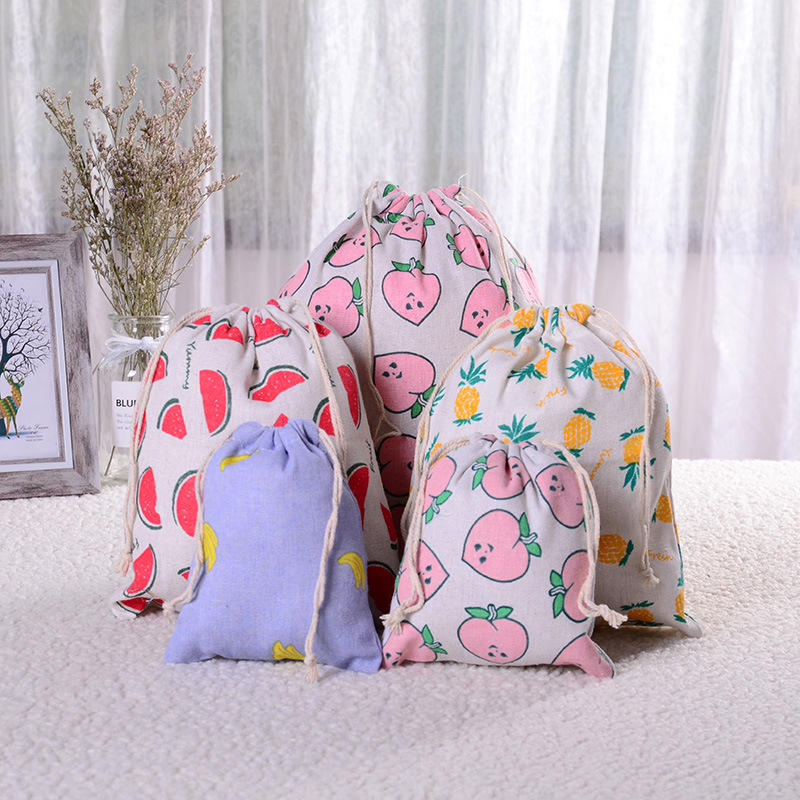 Fruit printed cotton hemp drawstring bundle pocket linen bag sundries travel storage gift bag
Fruit printed cotton hemp drawstring bundle pocket linen bag sundries travel storage gift bag