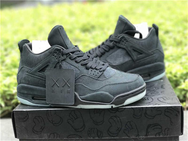 Basketball Shoes 4S Footwear 4 Kaws Cool Grey Black Glow in Dark Sports Sneakers