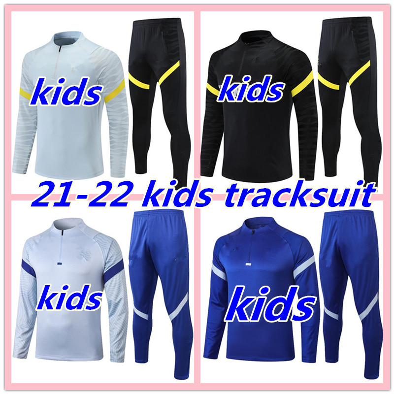 21 22 child PULISIC jacket WERNER ZIYECH tracksuit HAVERTZ Football Shirt 2021 2022 ABRAHAM KANTE CHIILWELL kids Jersey MOUNT Kit Training sports wear, Black