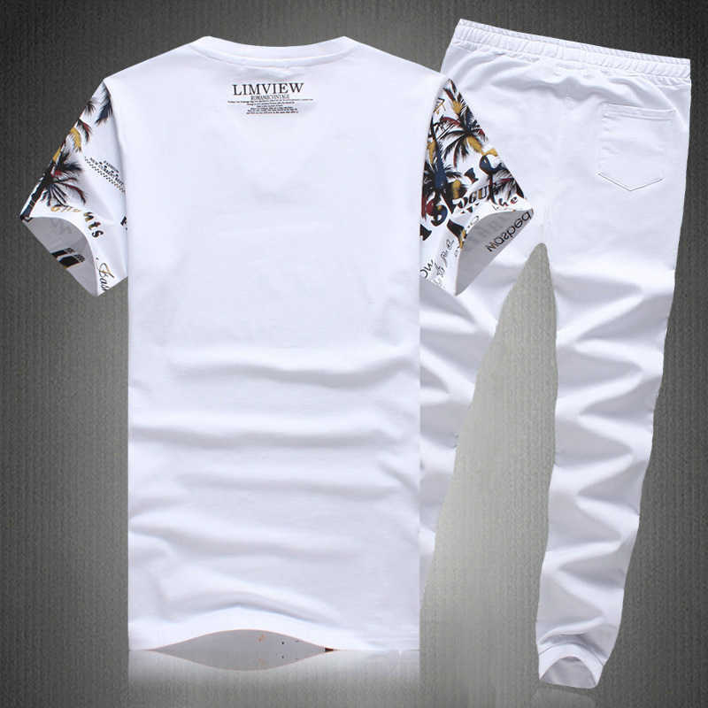 Men Sets Summer Fashion TracksuitJogger Sets Men Casual Printing Suits Men Clothing Suit Male Sets T-shirt+Pant Sportswear 210528