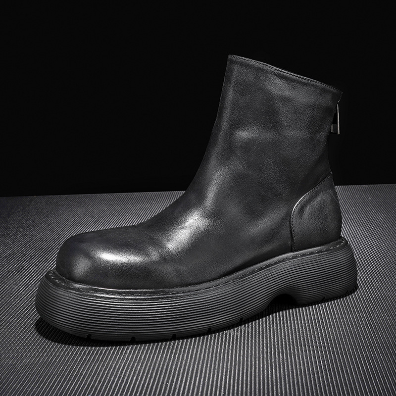 British Style Martin Men's Autumn and Winter New Short Thick Soled Handsome Chelsea Boots Men's Chimney Big Head Leather Boots, Black
British Style Martin Men's Autumn and Winter New Short Thick Soled Handsome Chelsea Boots Men's Chimney Big Head Leather Boots, Black